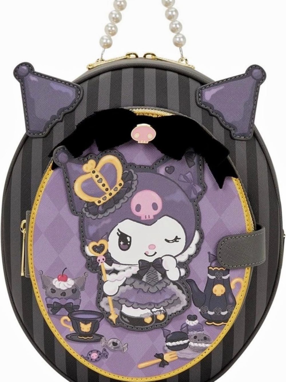 Loungefly Sanrio Kuromi 20th Anniversary Cameo Mini Backpack Black & Purple